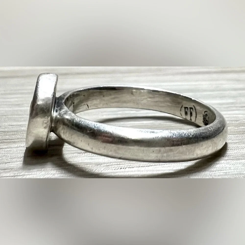 Vintage Artisan (FF) Sterling Silver & Gold Modernist Shadowbox Heart Ring